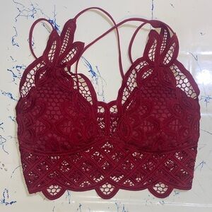 No Boundaries Lace Bandeau in Rich Burgundy
